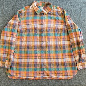 Colorful Plaid Artisan Hemp Duluth Trading Co DTC Long Sleeve Button Up Sz XXL